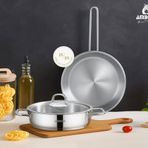 Amboss 3 Parça Nova Premium Paslanmaz Çelik Basık Tencere Tava Seti