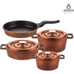 Amboss 7 Parça Copper Bakır Kırçıllı Döküm Tencere Seti