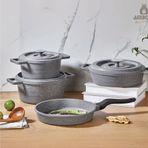 Amboss 7 Parça Copper Gri Döküm Tencere Seti