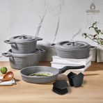 Amboss 7 Parça Copper Gri Döküm Tencere Seti