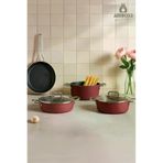 Amboss ANY-2384 Anyolin 7 Parça Titanyum Kaplama Tencere Tava Seti (Bordo)