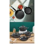 Amboss ASTEN - 7 Parça Orion (Siyah) + 26 cm Krep Tava + 18 cm Kuvars Sahan