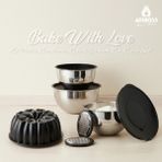 Amboss Bake with Love 10 Parça Karıştırma Kabı & Döküm Kek Kalıbı – Siyah - Diğer - Renkli