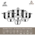 Amboss Bella 14 Parça Tüm Ocaklara Uyumlu Paslanmaz Çelik Tencere Sütlük Saklama Kabı Seti