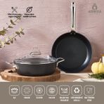 Amboss Dark 3 Parça Yanmaz Yapışmaz Titanyum Kaplama Kapaklı 26 cm Tencere Tava Seti