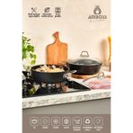 Amboss Dark Granit Cam Kapaklı Yanmaz Yapışmaz Titanyum Kaplama 24 cm Basık Tencere
