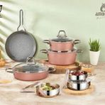 Amboss Lunara 13 Parça Paslanmaz Çelik Saklama Kabı ve Granit Tencere Tava Seti