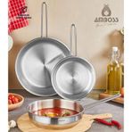 Amboss Lusigram 3 Parça Paslanmaz Çelik Indüksiyon Tabanlı Kapaksız Tava Seti