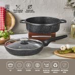 Amboss Montana 3 Parça Granit Tencere Tava Seti Siyah 26 cm Basık Tencere ve Tava ile Sağlıklı Pişirme