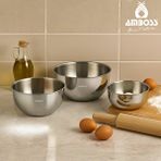 Amboss Satin 3 Parça Paslanmaz Çelik Karıştırma Kabı Kase Gri