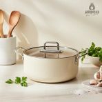Amboss Sera Nova Doğal Seramik Derin Tencere 24 cm 4.8 Litre - Latte - Krem