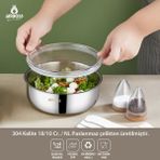 Amboss Steelbox 2 Parça Paslanmaz Çelik Şeffaf Kapaklı Saklama Kabı 18 Cm
