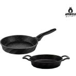 Amboss Valencia 2 Parça Döküm 26 cm Tava 20 cm Sahan Seti - Siyah