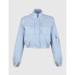 Ambra Mavi Crop Bomber Kadın Ceket - 38
