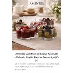Amentes Estetik Çiçek Desenli 6lı Cam Reçellik Zeytinlik Sosluk Kahvaltılık Seti