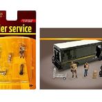 American Diorama Kurye Servisi 5 adet Diecast Figür Seti (2 İşçi Figürleri ve 3 Aksesuar) Ltd Ed 4800 adet 1/64 Ölçekli Modeller 76495