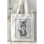 American Shorthair Kedi Baskılı Bez Çanta Omuz Çantası Kişiye Özel Model 17
