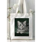 American Shorthair Kedi Baskılı Bez Çanta Omuz Çantası Kişiye Özel Model 9