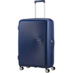 American Tourister Lacivert Soundbox - Körüklü 77/28 Büyük Boy Sert Valiz - Mavi
