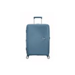 American Tourister Mavi Soundbox - Körüklü 67 cm Orta Boy Sert Valiz