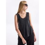 American Vintage Siyah Kadın Standart Desensiz T-Shirt SON29GH25NOIVIN