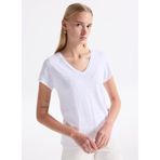 American Vintage V Yaka T-Shirt, S, 5003308950, Beyaz, Kadın