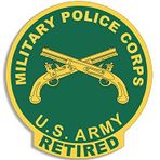 American Vinyl US Military Police Corps w Retired Tab Şekilli Çıkartma (Army mp Logo polis ret) (10,16 x 10,16 cm)