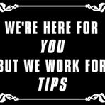 American Vinyl We're Here for You But Work for Tips Çıkartma (Komik Devirme Kavanozu Kabul Et Kafe Bar Barmen)