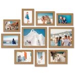 Americanflat 10'lu Kırılmaz Camlı Fotoğraf Çerçevesi Seti, İki 20,32x25,4 cm, Dört 12,7x17,8 cm ve Dört 10,16x15,24 cm Çerçeve ile Galeri Duvar Çerçevesi Seti İmza Koleksiyonu Koyu Meşe