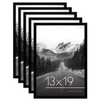 Americanflat 13 x 19 Siyah Poster Çerçevesi - 5'li Resim Çerçevesi Seti - Cilalı Pleksiglaslı Yatay veya Dikey Ekran için Testere Dişi Asma Donanımı Dahil