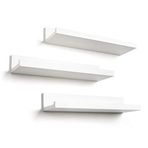 Americanflat 35,6 cm asılı raf seti, 3'lü beyaz, kompozit ahşap, duvara monte edilmiş saklama rafları, yatak odası, oturma odası, banyo, mutfak, ofis ve daha fazlası için, 14 inç (3 adet)