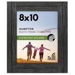 Americanflat 8x10 Rustik Resim Çerçevesi Kömür Siyahı Dokulu Ahşap ve Cilalı Camlı - Duvar ve Masa Üstü için Yatay ve Dikey Formatlar