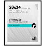 Americanflat Cilalı Pleksiglaslı 28x34 Poster Çerçevesi - Mat ile 24x30 Çerçeve veya 28x34 Çerçeve olarak kullanın - Streamline Koleksiyonu - Duvar Ekranı için İnce Fotoğraf Çerçevesi - Siyah