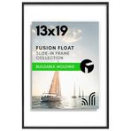 Americanflat Kırılmaya Dayanıklı Camlı 13x19 Yüzer Resim Çerçevesi - 11x17 Fotoğraf veya Daha Küçük - Kaydırmalı Fotoğraf Çerçevesi - Fusion Float Koleksiyonu - Duvar Ekranı için Yüzen Çerçeve - Siyah