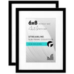Americanflat Kırılmaya Dayanıklı Camlı Resim Çerçevesi, 2'li Set, Paspartulu 10 x 15 cm veya Paspartusuz 15 x 20 cm Fotoğraf Çerçevesi, Modern Koleksiyon, Masa Üstü veya Duvar Çerçevesi, Siyah