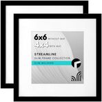 Americanflat Kırılmaya Dayanıklı Camlı Resim Çerçevesi, 2'li Set,Paspartulu 10 x 10 cm veya Paspartusuz 15 x 15 cm Fotoğraf Çerçevesi, Modern Koleksiyon, Masa Üstü veya Duvar için Kare Çerçeveler