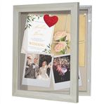 Americanflat Ön Açılış 8x10 Gri Ahşap Kapılı Gölge Kutusu Çerçevesi - Duvar ve Masa Üstü Ekran için Paramparça Dayanıklı Cam ve Asma Donanımlı Gölge Kutusu Vitrin