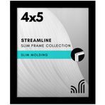 Americanflat Siyah 4x5 Resim Çerçevesi - Kırılmaya Dayanıklı Camlı İnce Kenarlıklı Fotoğraf Çerçevesi, Asma Donanımı ve Duvar veya Masa Üstü için Yatay veya Dikey Görüntü Formatları için Dahili Şövale