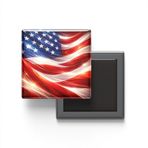 Amerika Birleşik Devletleri - Abstract Efektli Bayrak - Baskılı Kare Buzdolap Magneti