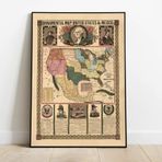 Amerika Birleşik Devletleri Dekoratif şehir Haritası Posteri 60x90 cm AMC334