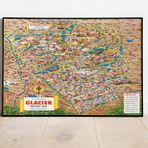 Amerika Glacier Ulusal Parkı Haritası Sanatsal Duvar Dekorasyon Poster 60x90cm.
