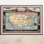Amerika Havayolu Taşımacılık 1941 Haritası Sanatsal Duvar Dekorasyon Poster 60x90cm.