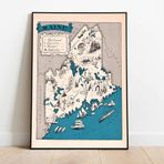 Amerika Maine 1931 Haritası Sanatsal Duvar Dekorasyon Poster 60x90cm.