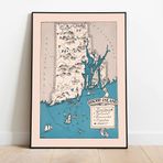 Amerika Rhode island Eyaleti Haritası Poster 60x90cm.