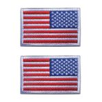 Amerikan Bayrağı İşlemeli Yama Rozet Kol Bandı (2 Adet) - 8 x 5 cm hava Yastığı Ceket Yelek Sırt Çantası Trim (Beyaz Kenar)