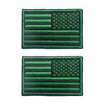 Amerikan Bayrağı İşlemeli Yama Rozet Kol Bandı (2 Adet) - 8 x 5 cm hava Yastığı Ceket Yelek Sırt Çantası Trim (Parlak Yeşil)
