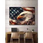 Amerikan Bayrağı ve Amerikan Kartalı Kanvas Tablo dkmr307 - Dekoratif Duvar Sanatı (35x50cm)