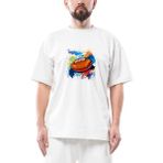 Amerikan Futbol Topu Oversize Beyaz Tişört - XL