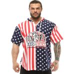 Amerikan Kapşonlu Antrenman Tişörtü Big Sam 3234 - 4XL - Kırmızı - Beyaz