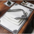 Amerikan Servis 24 Parça Set Su Itici Duck Kumaş - 10 x 15 cm - Ekru - Siyah